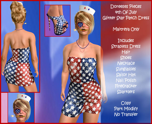 JULY 4TH GLITTER STARS PATRIOTIC PATCH DRESS - MAITREYA