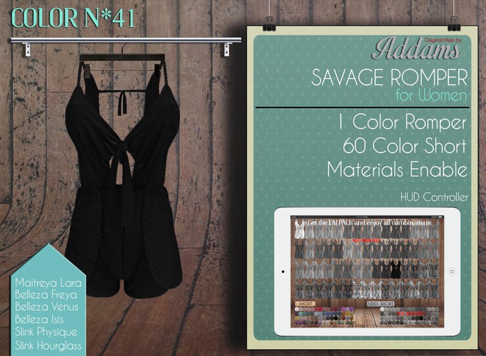 Addams "Savage" Mesh Romper Dress for Maitreya, Belleza, Slink #41