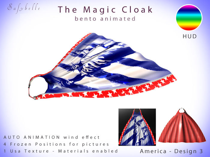 [Demo] Bento Magic Cloak - AMERICA Style 3 - 1 texture set, Independance day edition