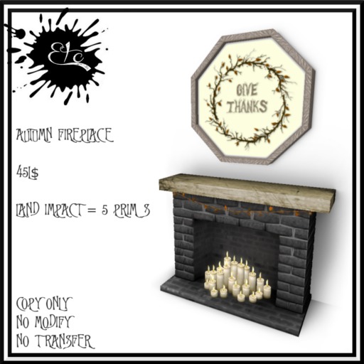 TDS HOME FURNISHINGS  - AUTUMN FIREPLACE 1
