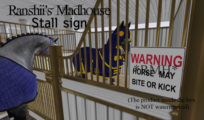 *RMH* Stall Sign "may bite or kick" Box