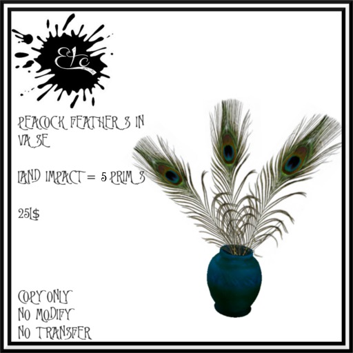 ETC HALLOWEEN PEACOCK FEATHERS IN VASE