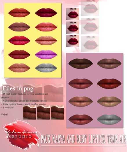 - STUDIO VALENTINE - Pack NARYA and RUBY Lipstick Template