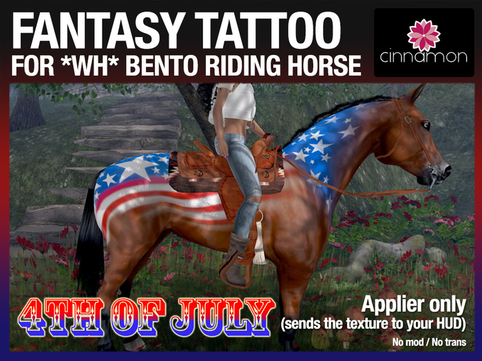CINNAMON* Fantasy tattoo applier - 4TH OF JULY - For *WH* Riding Horse 