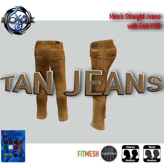 Tan Straight Jeans w/Belt HUD