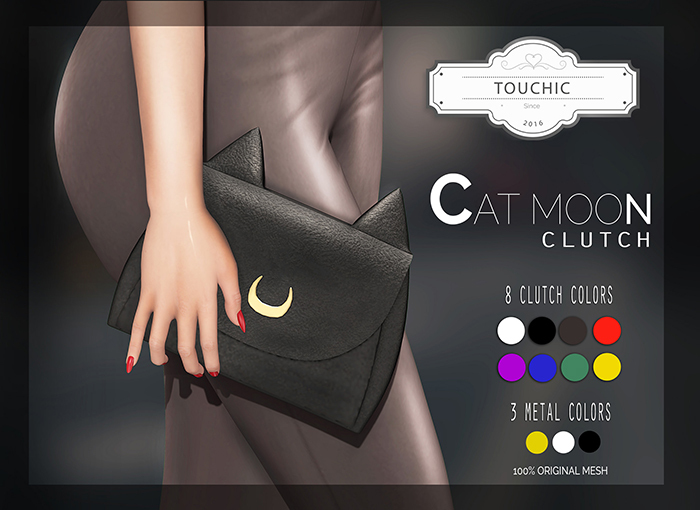 TOUCHIC CAT MOON CLUTCH WHITE