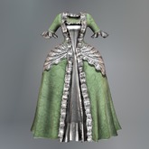 Green Watteau Mesh Dress