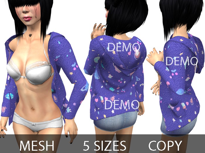 DEMO Open Hoodie Sweater Purple Universe - Mesh