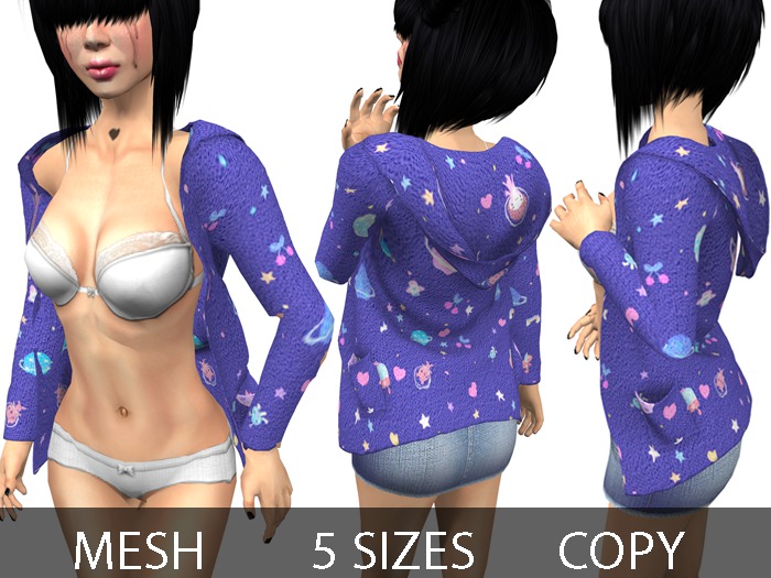 Open Hoodie Sweater Purple Universe - Mesh