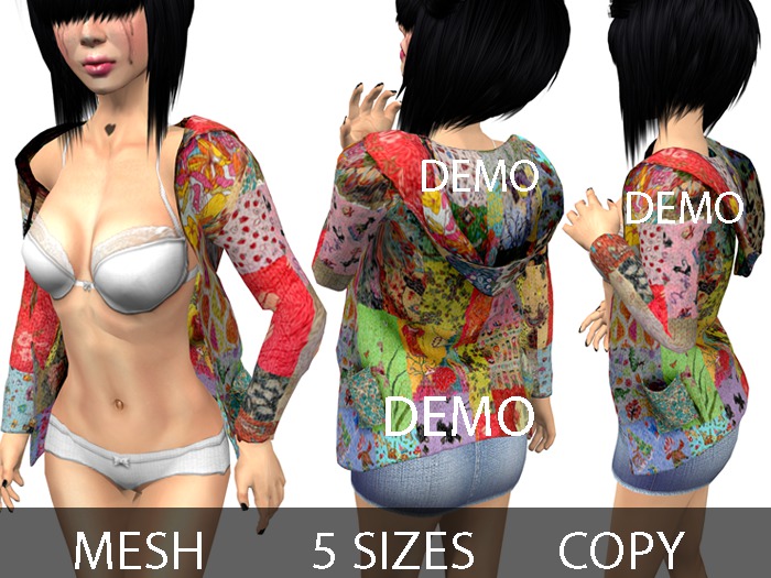 DEMO Open Hoodie Sweater Patchwork - Mesh