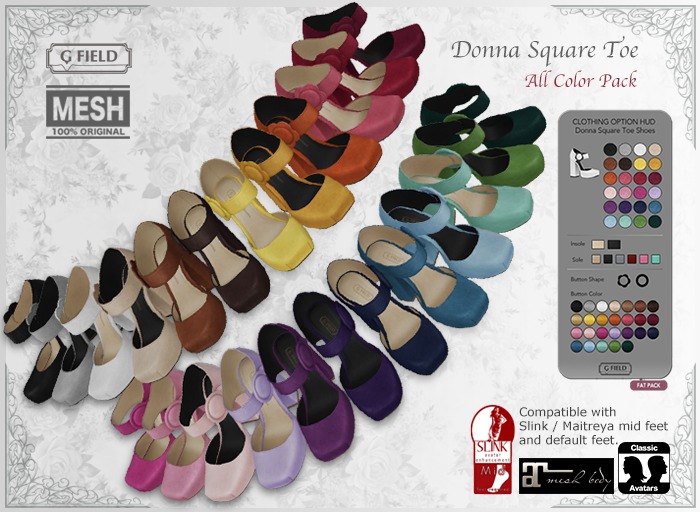 *GF* Donna Square Toe Shoes -24 col pack-