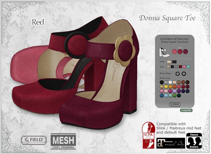 *GF* Donna Square Toe Shoes -red-