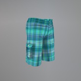 Aqua Plaid Mesh Shorts