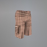Beige Plaid Mesh Shorts