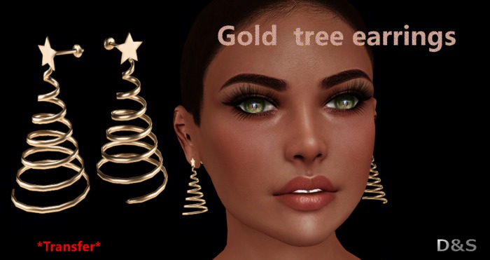 D&S design Gold  tree earrings