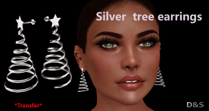 D&S design Silver  tree earrings