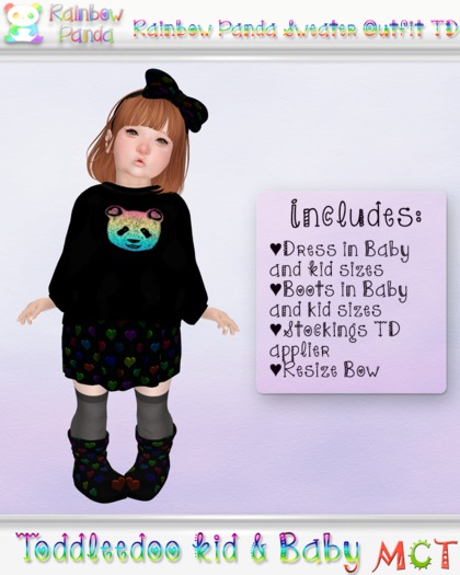 .:RP:. Black Rainbow Panda Sweater Outfit TD