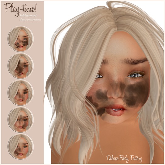 Deluxe Body Factory skins, play time face tattoo for children, Toddleddo and classic avatars