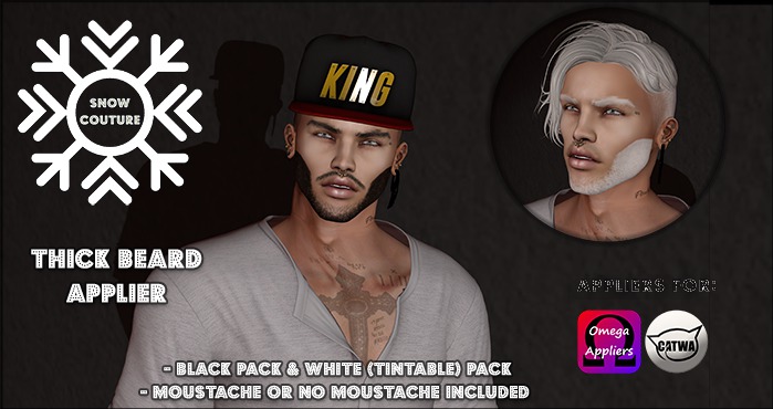 [Snow Couture] Thick Beard: White/Tintable Pack [ADD ME]