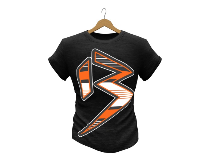 Mens Mesh T-Shirt B Black Orange