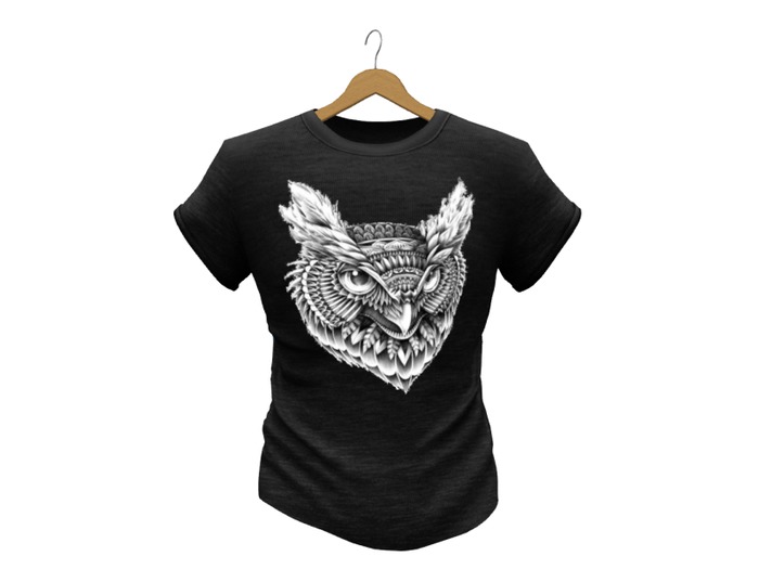 Mens Mesh T-Shirt Black Eulen Kopf