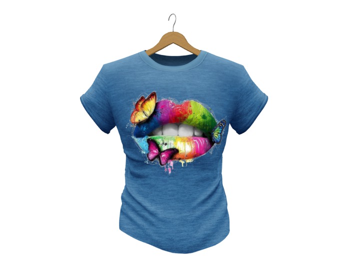 Mens Mesh T-Shirt Lips Harmoni Blue