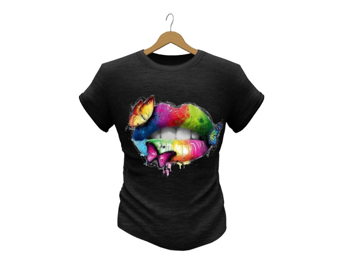 Mens Mesh T-Shirt Lips Harmoni Black