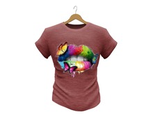 Mens Mesh T-Shirt Lips Harmoni Red