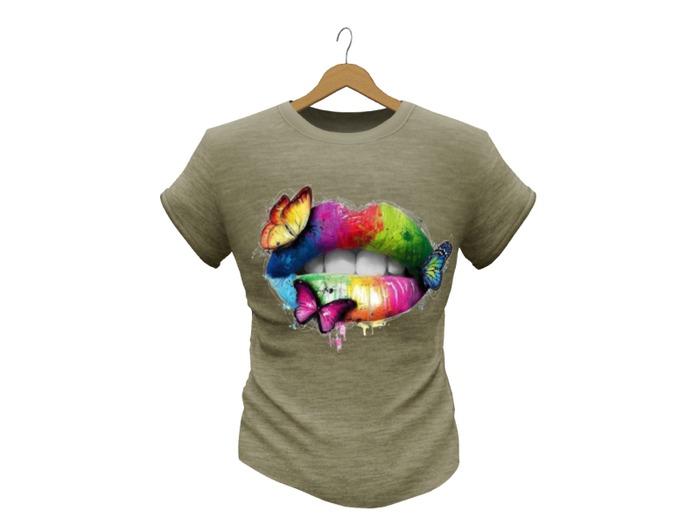 Mens Mesh T-Shirt Lips Harmoni Olive