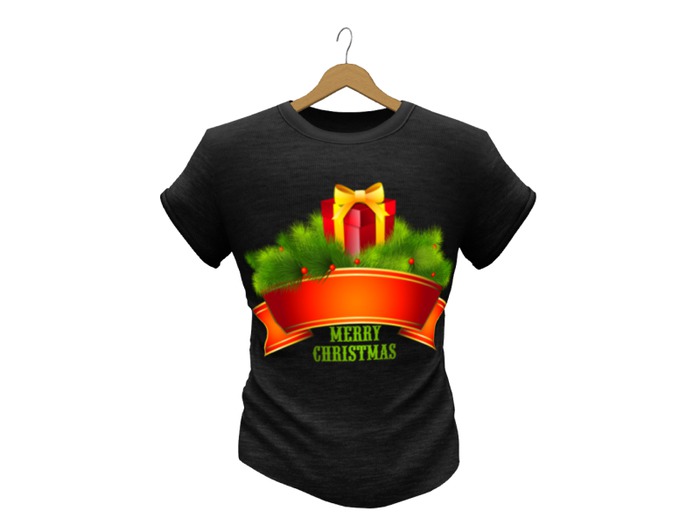 Mens Mesh T-Shirt MERRY CHRISTMAS BLACK