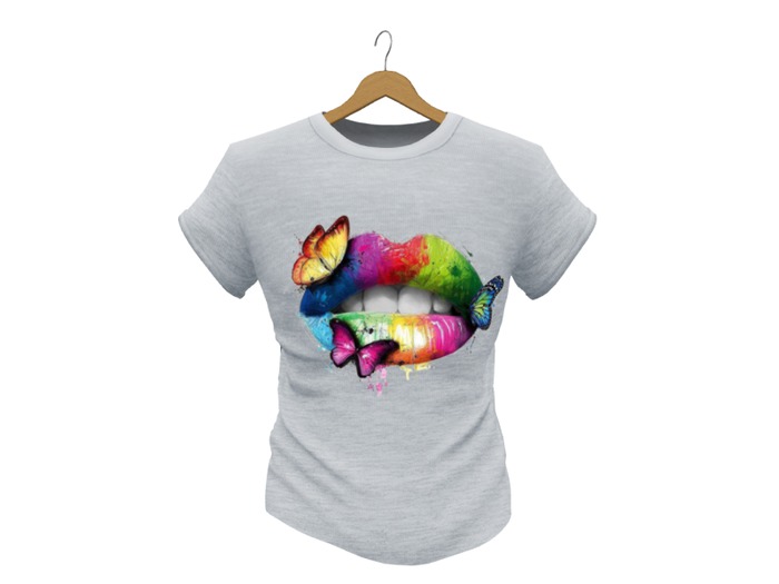 Mens Mesh T-Shirt Lips Harmoni White