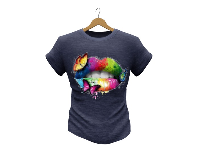 Mens Mesh T-Shirt Lips Harmoni Navy