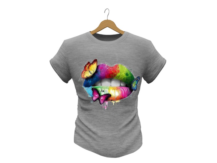 Mens Mesh T-Shirt Lips Harmoni Grey