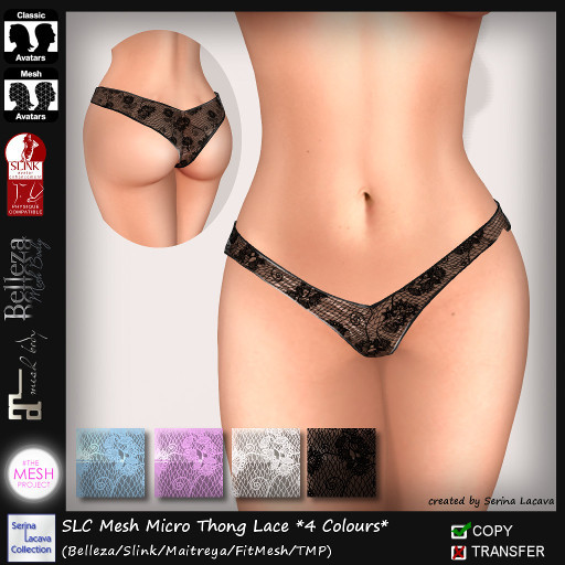 SLC Mesh Micro Thong Lace *4 Colours*
