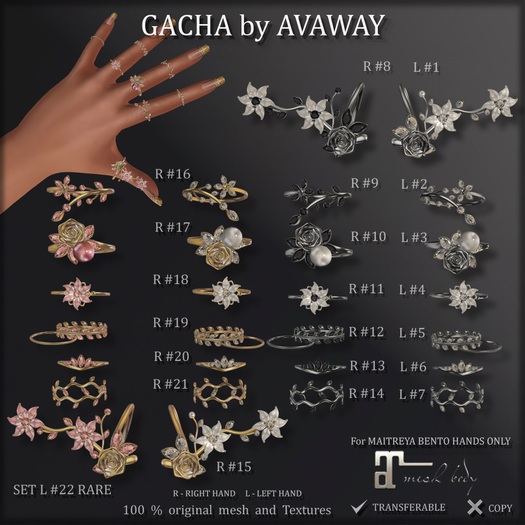 *AvaWay* SILVER B&W_SUMMER Ring (R) #9