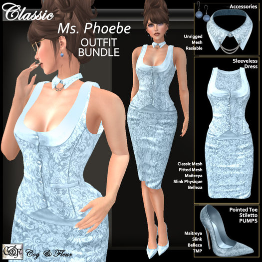 C&F Ms. Phoebe OUTFIT BUNDLE - Pale Blue Damask