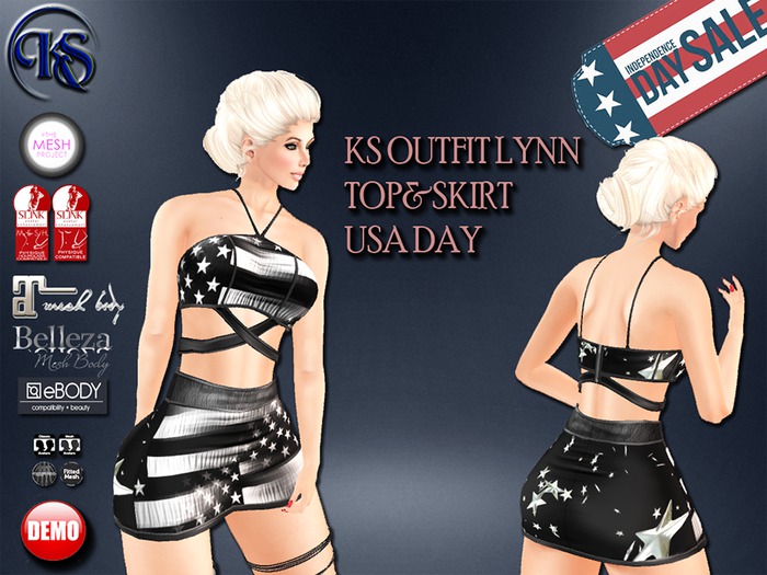 150 KS OUTFIT LYNN TOP&SKIRT USA DAY