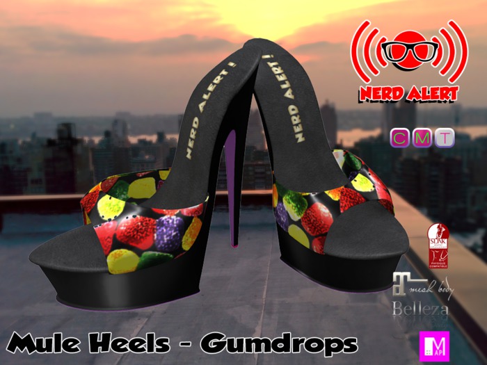 :Nerd ALERT: High Heel Mules - Gumdrops
