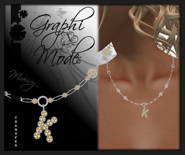 Moury - Necklace Silver Letter K / Collier Argent lettre K