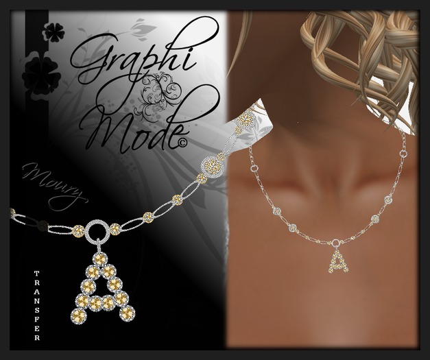 Moury - Necklace Silver Letter A / Collier Argent lettre A