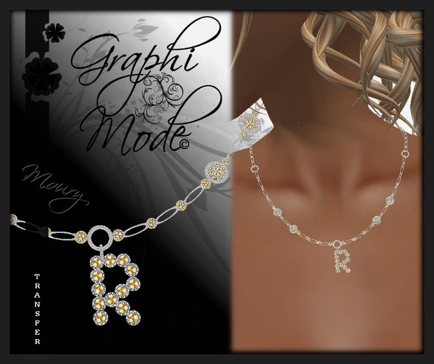 Moury - Necklace Silver Letter R / Collier Argent lettre R