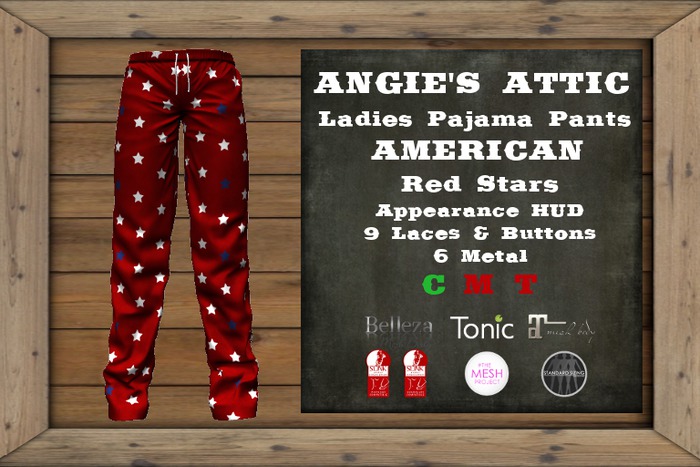 AA - Ladies American PJ Pants - Red Stars