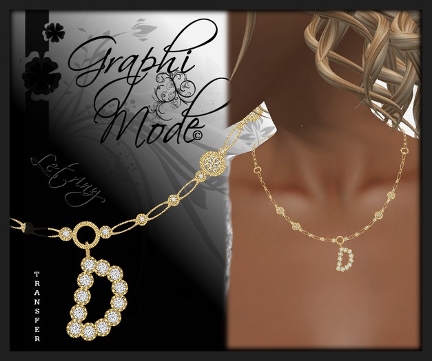 Moury - Necklace Gold Letter D / Collier Or lettre D