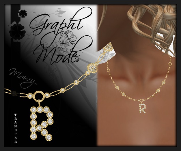Moury - Necklace Gold Letter R / Collier Or lettre R