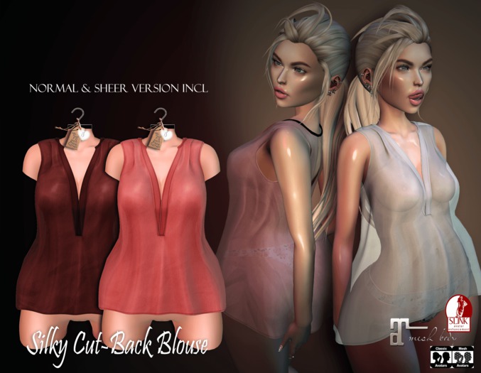 IS Silky Cut Back Blouse #3 Reds