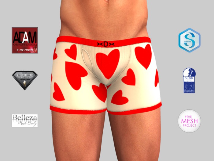 ><DUdEROOS>< Mens Boxers - Hearts