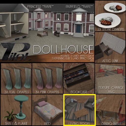 Second Life Marketplace PILOT Dollhouse Living Room