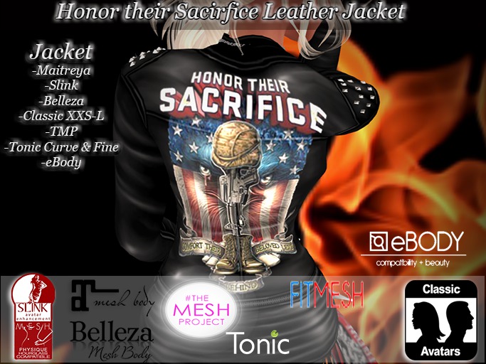 Honor Their Scrifice Leather Jacket - bagged