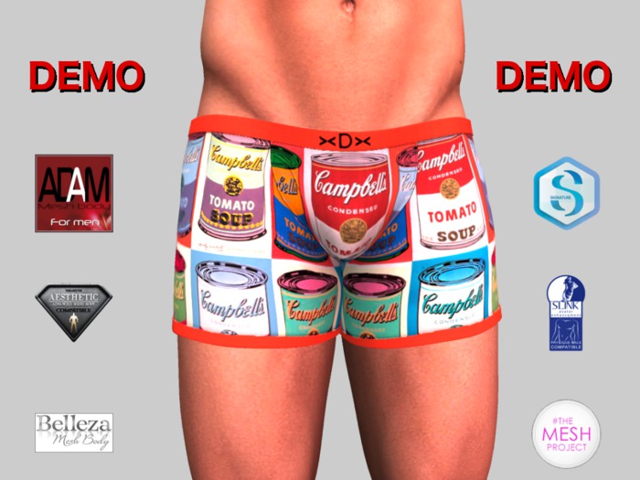 ><DUdEROOS>< Mens Boxers - Warhol -- Soup Cans DEMO