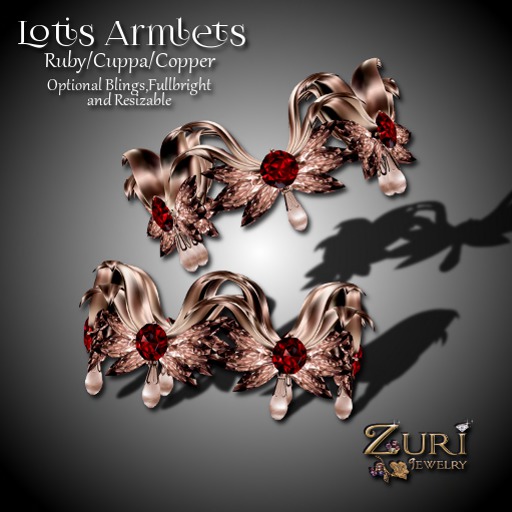 Zuri Rayna - Lotis Armlets - Ruby/Cuppa/Copper
